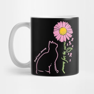 Cat Flower Paw For Cure Breast Cancer Awareness Support Gift Mug